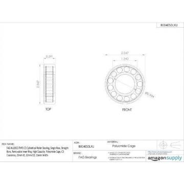 FAG Bearings FAG NU205E-TVP2-C3 Cylindrical Roller Bearing, Single Row, Straight