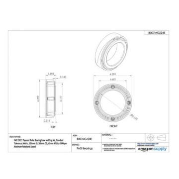 FAG 33021 Tapered Roller Bearing Cone and Cup Set, Standard Tolerance, Metric, 1