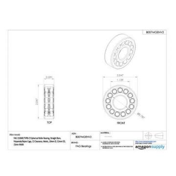 FAG Bearings FAG 21304E1TVPB-C3 Spherical Roller Bearing, Straight Bore,