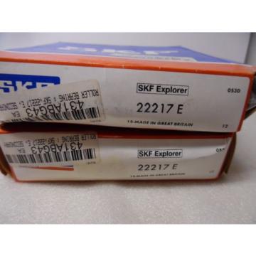 SKF 22217 E Explorer Spherical Roller  Bearing 85mm x 150mm x 36mm Lot of 2  NIB