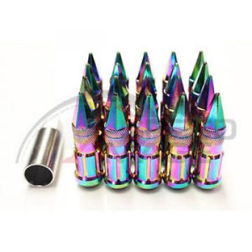 Z RACING NEO CHROME DRAG SPIKE STEEL LUG NUTS SET 12X1.25 TUNER 20 PC SUBARU KEY