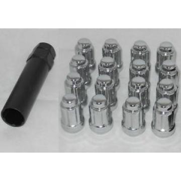 12X1.25 CHROME ACORN SEAT TUNER 6 SPLINE LOCK LUG NUT SET OF (16) AND (1) KEY