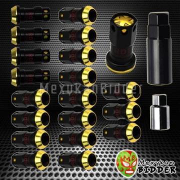 M12x1.5 Black Gold Closed End Heavy Duty Steel Extended Tuner Locking Lug Nuts