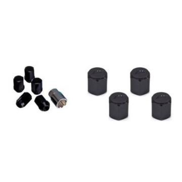 WORK Lug Lock nuts set for 5H 12x1.25 and 4pcs Air Valve caps Black Value set