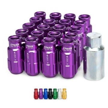 PURPLE Tuner Anti-Theft Wheel Security Locking Lug Nuts 51mm M12x1.25 20pcs