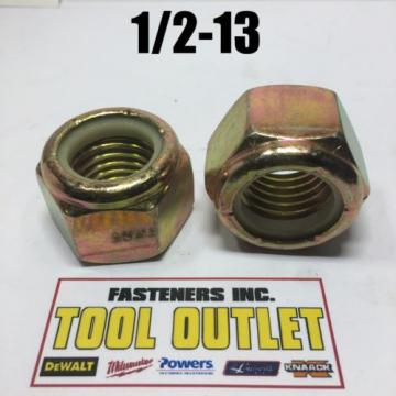 (Qty 100) 1/2-13 Grade 8 Nylon Insert Lock Nuts Nylock Yellow Zinc Plated