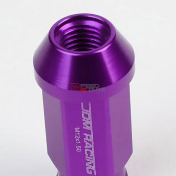 PURPLE 50MM M12 X 1.5 ALUMINUM WHEEL RIM LOCK ACORN TUNER LUG NUT+ADAPTER KEY