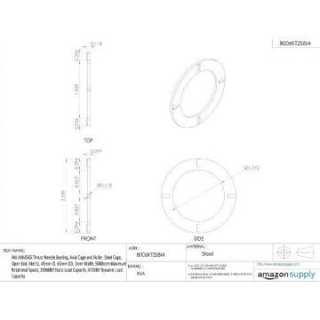 INA AXK4565 Thrust Needle Bearing, Axial Cage and Roller, Steel Cage, Open End,