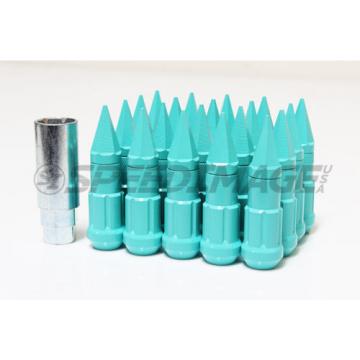 Z RACING TIFFANY BLUE SPIKE STEEL LUG NUTS 12X1.5MM OPEN EXTENDED KEY TUNER