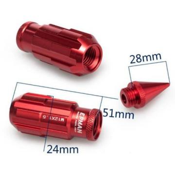 RED Tuner Extended Anti-Theft Wheel Security Locking Lug Nuts M12x1.25 20pcs