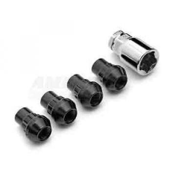 4 Locking Lug Nuts/Wheel Locks Closed Bulge Acorn/Cone Seat Black 1/2-20 4