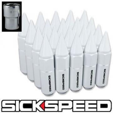 SICKSPEED 20 PC WHITE SPIKED ALUMINUM 60MM LOCKING LUG NUTS 12X1.25 L12