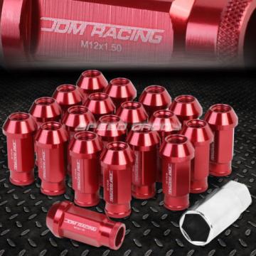 20X RACING RIM 50MM OPEN END ANODIZED WHEEL LUG NUT+ADAPTER KEY RED