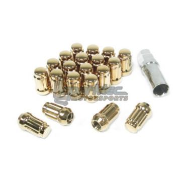 NNR Type M Steel Wheel Lug Nuts &amp; Locks Close Ended Gold 41mm 12x1.5 20pcs