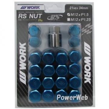 20P WORK Wheels RS nuts 21HEX M12 x P1.5 34mm 25g BLUE lock nut Japan Made