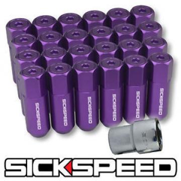 SICKSPEED 24 PC PURPLE CAPPED ALUMINUM EXTENDED 60MM LOCKING LUG NUTS 1/2x20 L23