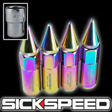 4 NEO CHROME 60MM EXTENDED TUNER LOCKING LUG NUTS LUGS FOR WHEELS/RIM 12X1.5 L02