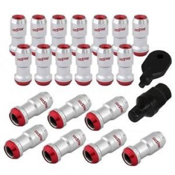 M12 X 1.5Mm 20 Piece Open Close Dust Lock Lug Nuts Bolts+ Key Lock Chrome/Red