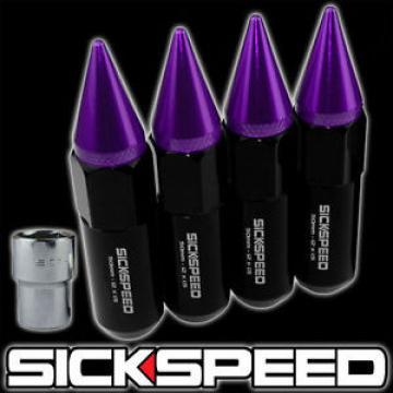 4 BLACK/PURPLE SPIKED ALUMINUM EXTENDED TUNER LOCKING LUG NUTS WHEEL 12X1.5 L20