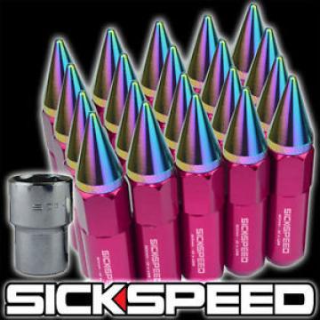 SICKSPEED 20 PC SPIKED 60MM LOCKING LUG NUTS WHEEL 12X1.25 PINK/NEO CHROME L12