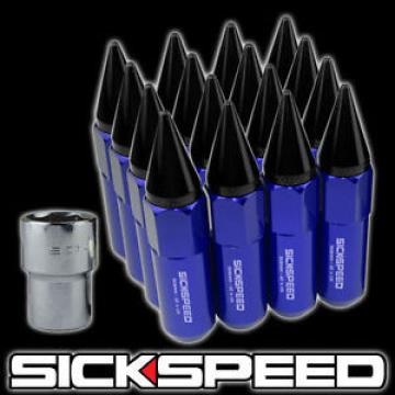 16 BLUE/BLACK SPIKED ALUMINUM 60MM EXTENDED LOCKING LUG NUTS WHEELS 12X1.5 L16