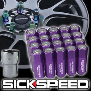 20 PURPLE/POLISHED CAPPED ALUMINUM EXTENDED 60MM LOCKING LUG NUTS 12X1.5 L07