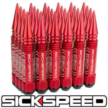 SICKSPEED 24 PC RED 5 1/2&#034; LONG SPIKED STEEL LOCKING LUG NUTS 12X1.25 L13