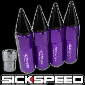 4 PURPLE/BLACK SPIKED ALUMINUM EXTENDED 60MM LOCKING LUG NUTS WHEELS 12X1.5 L02