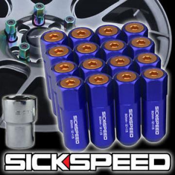 SICKSPEED 16 PC BLUE/ORANGE CAPS ALUMINUM 60MM LOCKING LUG NUTS 12X1.25 L11