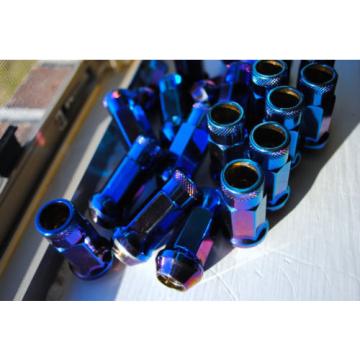 Muteki SR48 Lug Nuts 12x1.25 Extended Open End Burning Blue Lugs With Locks Set!