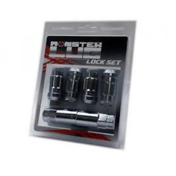 MONSTER LUG NUT LOCK 4PC SET 1/2&#034;x20 1008 STEEL BLACK