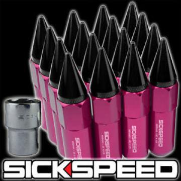 16 SPIKE ALUMINUM 60MM EXTENDED LOCKING LUG NUTS WHEELS 12X1.5 PINK/BLACK L16