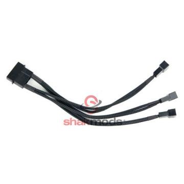 Molex to 3 x 3 pin Fan Adapter 7v Black Sleeved Extension Power Cable Modding