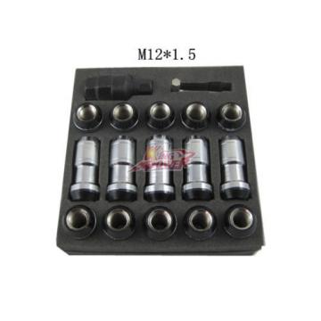 BLACK M12x1.5 STEEL JDM EXTENDED DUST CAP LUG NUTS WHEEL RIMS TUNER WITH LOCK