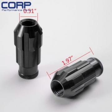 Racing Aluminum Lock Locking Lug Nuts 4 Pieces W/Key 12X1.5 D1 SPEC Black