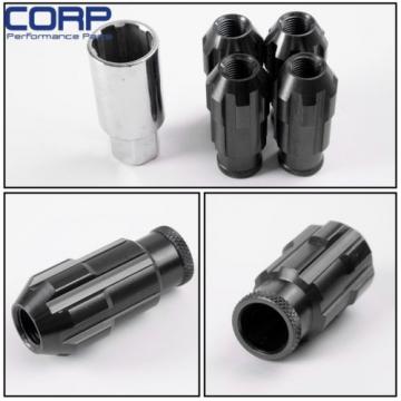 Racing Aluminum Lock Locking Lug Nuts 4 Pieces W/Key 12X1.5 D1 SPEC Black