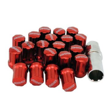 Car M12 1.5mm Steel Racing Wheel Lug Lock Gear Nuts With Installation Tools Red