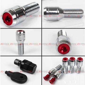 20 Pcs M14 X 1.5 Red Wheel Lug Nut Bolts With Security Caps +Key+Socket For Audi