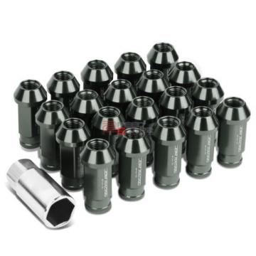 GUN METAL 50MM M12 X 1.5 ALUMINUM WHEEL RIM LOCK ACORN TUNER LUG NUT+ADAPTER KEY