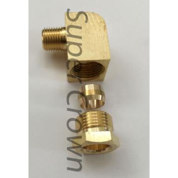 Elbow Pipe Brass Adapter Coupler Connector W/Ferrule Sleeve(M18*1.5 x PT1/4) Ф12