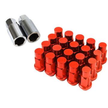 Type-4 50mm Wheel Rim Closed End Lug Nuts 20 PCS Set M12 X 1.5 RED w/ LOCK