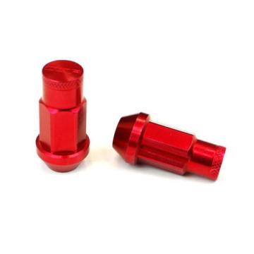 Type-4 50mm Wheel Rim Closed End Lug Nuts 20 PCS Set M12 X 1.5 RED w/ LOCK