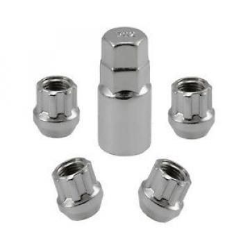 Chrome Open End Locking Lug Kit 14x1.5 Threads | 4 Lugs 1 Key | Wheel Locks