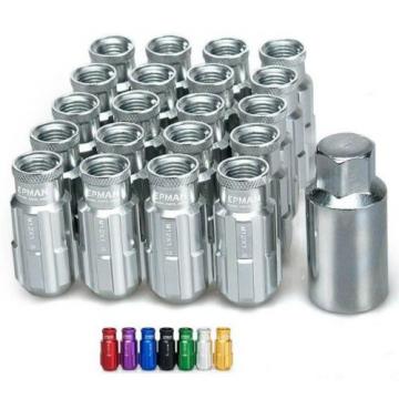 SILVER Tuner Anti-Theft Wheel Security Locking Lug Nuts 51mm M12x1.5 20pcs