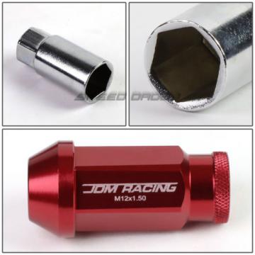 20X RACING RIM 50MM OPEN END ANODIZED WHEEL LUG NUT+ADAPTER KEY RED