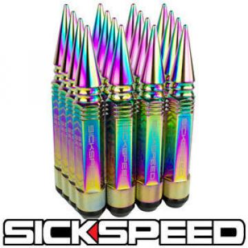 SICKSPEED 16 PC NEO CHROME 5 1/2&#034; LONG SPIKED STEEL LOCKING LUG NUTS 12X1.5 L16