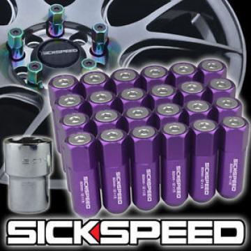 SICKSPEED 24 PC PURPLE/POLISHED CAPPED ALUMINUM LUG NUTS WHEELS 12X1.25 L13