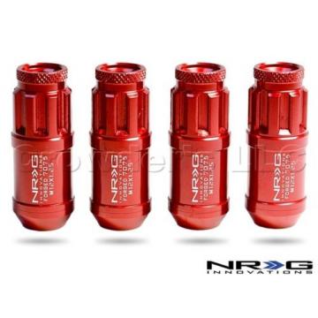 Set of 4 NRG 700 Series Lug Nut Lock w/ Dust Caps Red M12 x 1.25mm  LN-L71RD