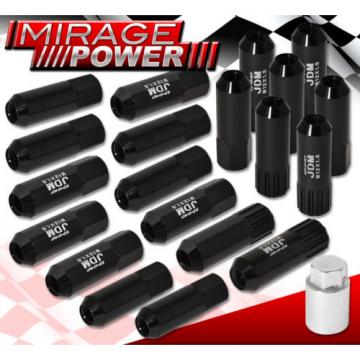 (20 PIECES) UNIVERSAL M12x1.5 ALUMINUM TUNER WHEEL LUG NUTS BLACK + LOCKING KEY