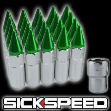 20 POLISH/GREEN SPIKED ALUMINUM EXTENDED 60MM LOCKING LUG NUTS WHEELS 12X1.5 L17